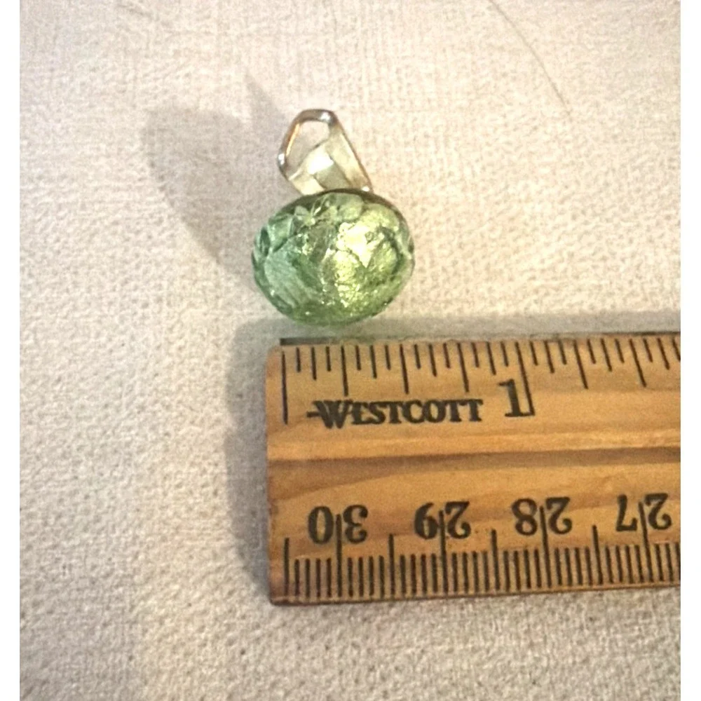 Vintage MURANO GLASS NECKLACE & CLIP EARRINGS Venetian Green Gold-Mario Sanzogno